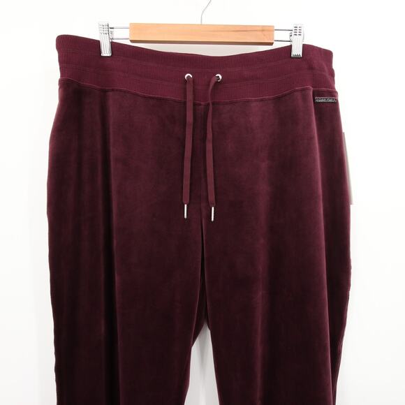 Calvin Klein Pants Burgundy Lounge Sweatpants Velvet Velour Wide Leg Casual 0X - Picture 2 of 11